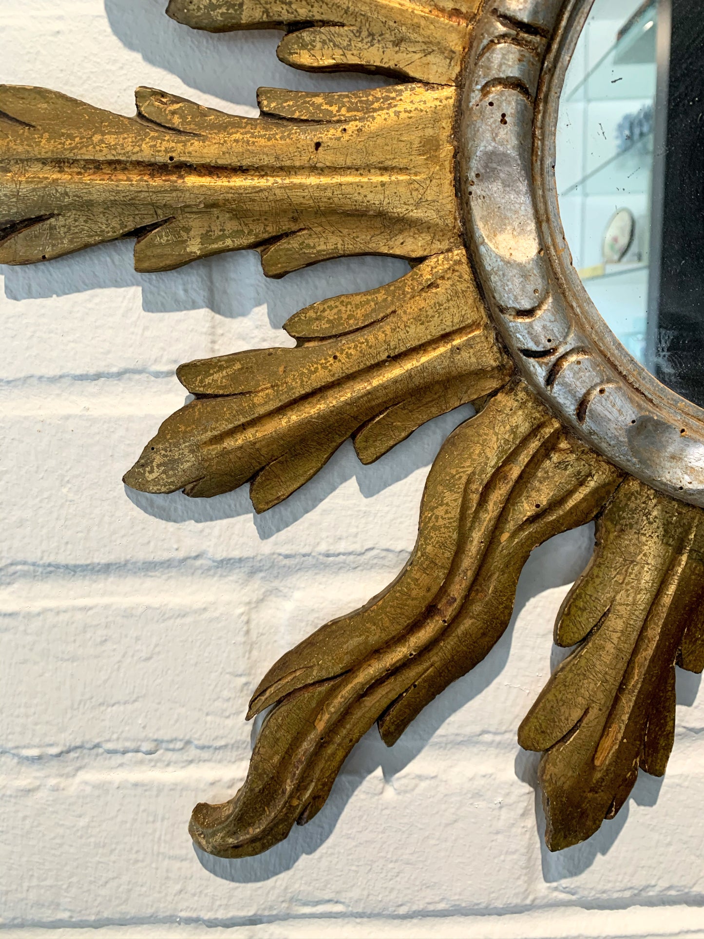 Antique Gold and Silver Starburst Mirror