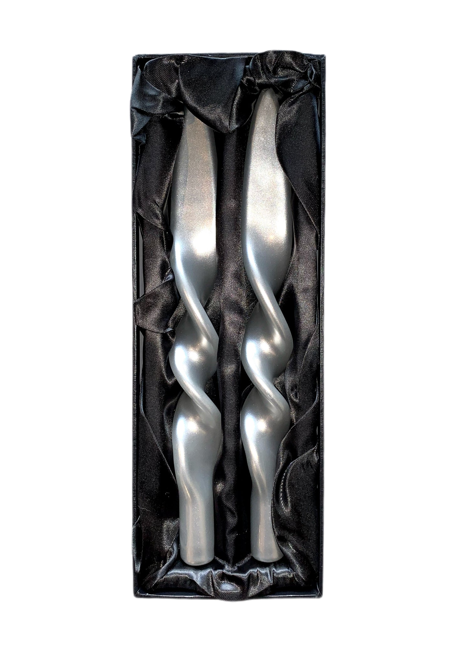 Metallic Silver Swirl Taper Candle