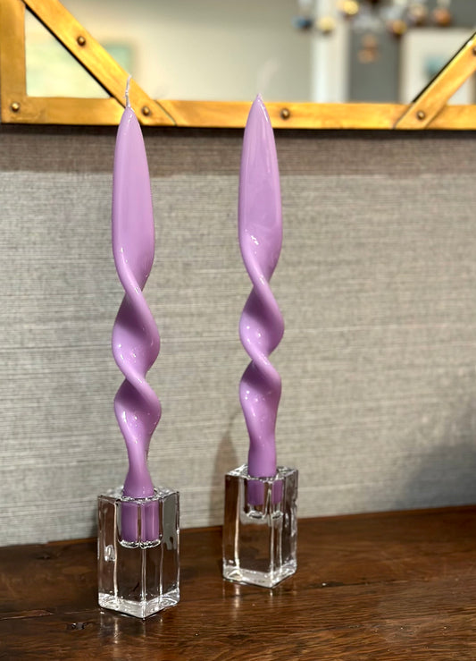 Lilac Swirl Taper Candle